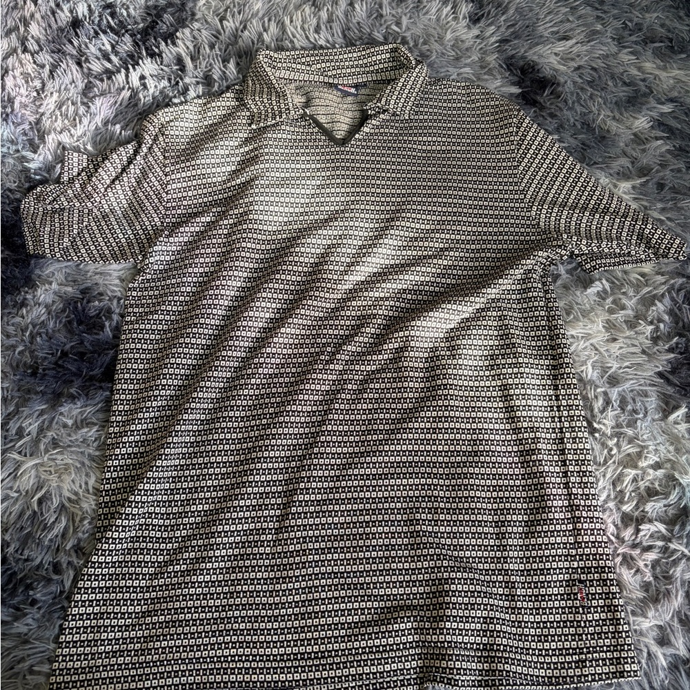Bench Black and White Patterned Polo Shirt